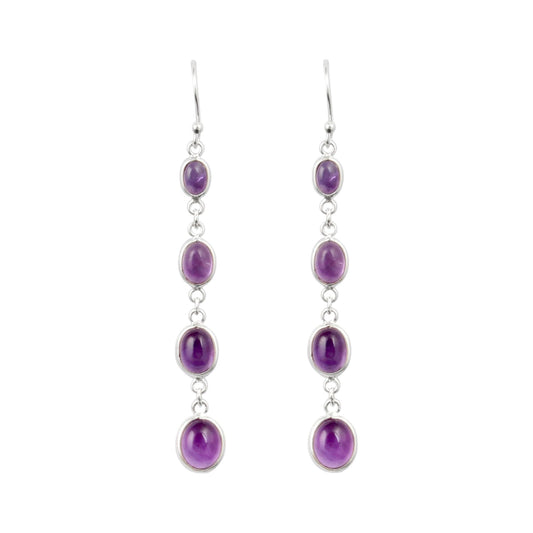 Natural Amethyst Earrings 925 Sterling Silver Handmade Jewelry February Birthstone Dangle Drop Amethyst Earring Gift For Her