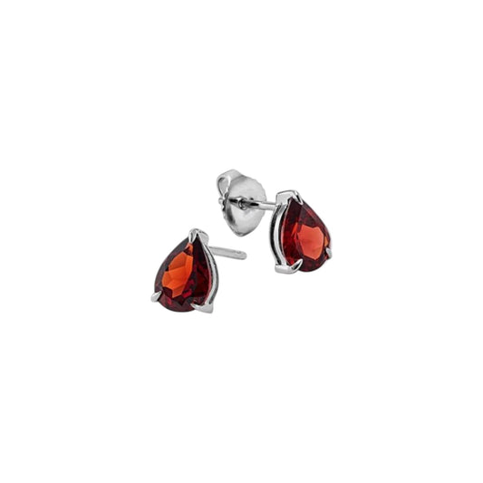 Minimalist Red Garnet Stud Earrings Handmade 925 Sterling Silver Prong Setting Earrings Jewelry