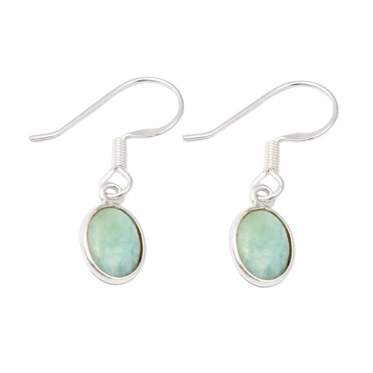 Dominican Larimar Earrings 925 Sterling Silver Lovely Earrings Dangle Style Gift For Mom Larimar Jewelry
