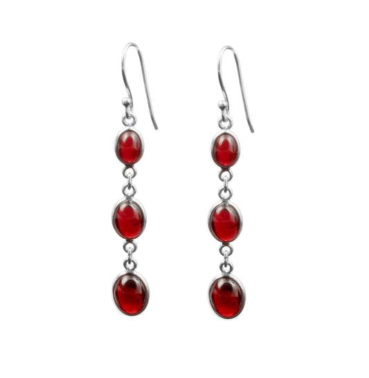 Red Garnet Earrings in 925 Sterling Silver Handmade Long Dangle Natural Gemstone Jewelry Gift For Her