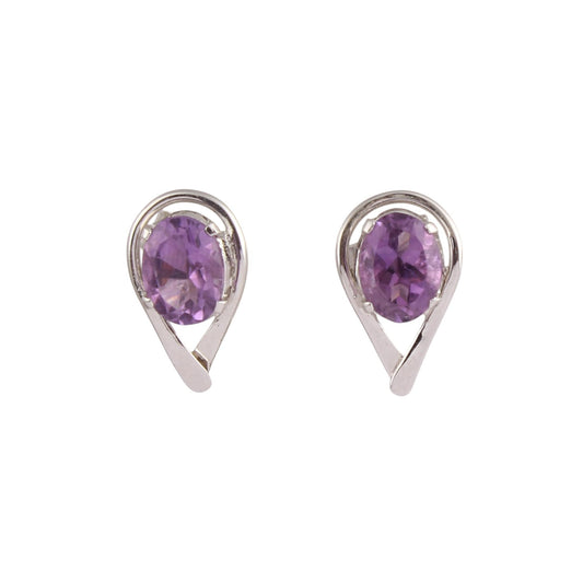 Amethyst Stud Earrings Handmade 925 Sterling Silver Natural Faceted Gemstone Prong Setting Earrings