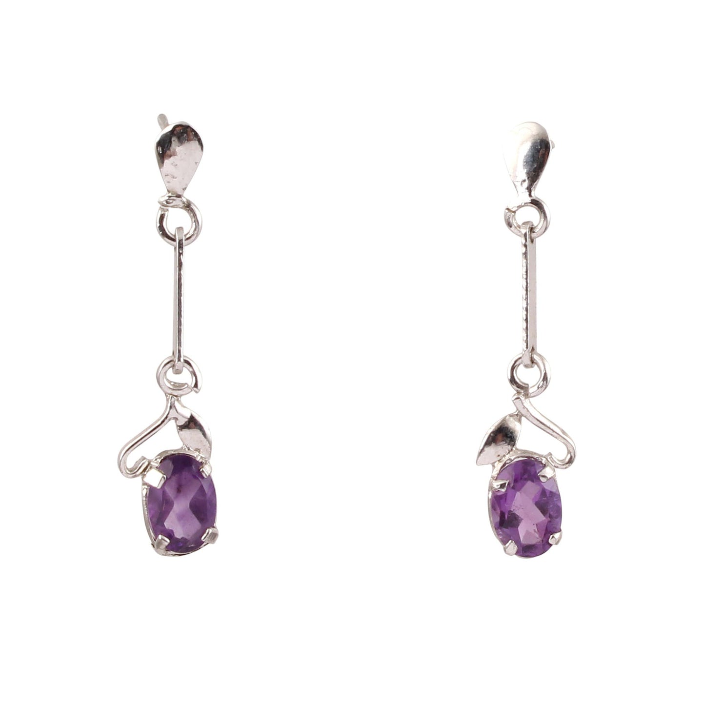 Minimalist Amethyst Earrings Handmade Lightweight 925 Sterling Silver Dangle Earrings Jewelry