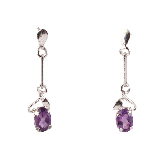 Minimalist Amethyst Earrings Handmade Lightweight 925 Sterling Silver Dangle Earrings Jewelry