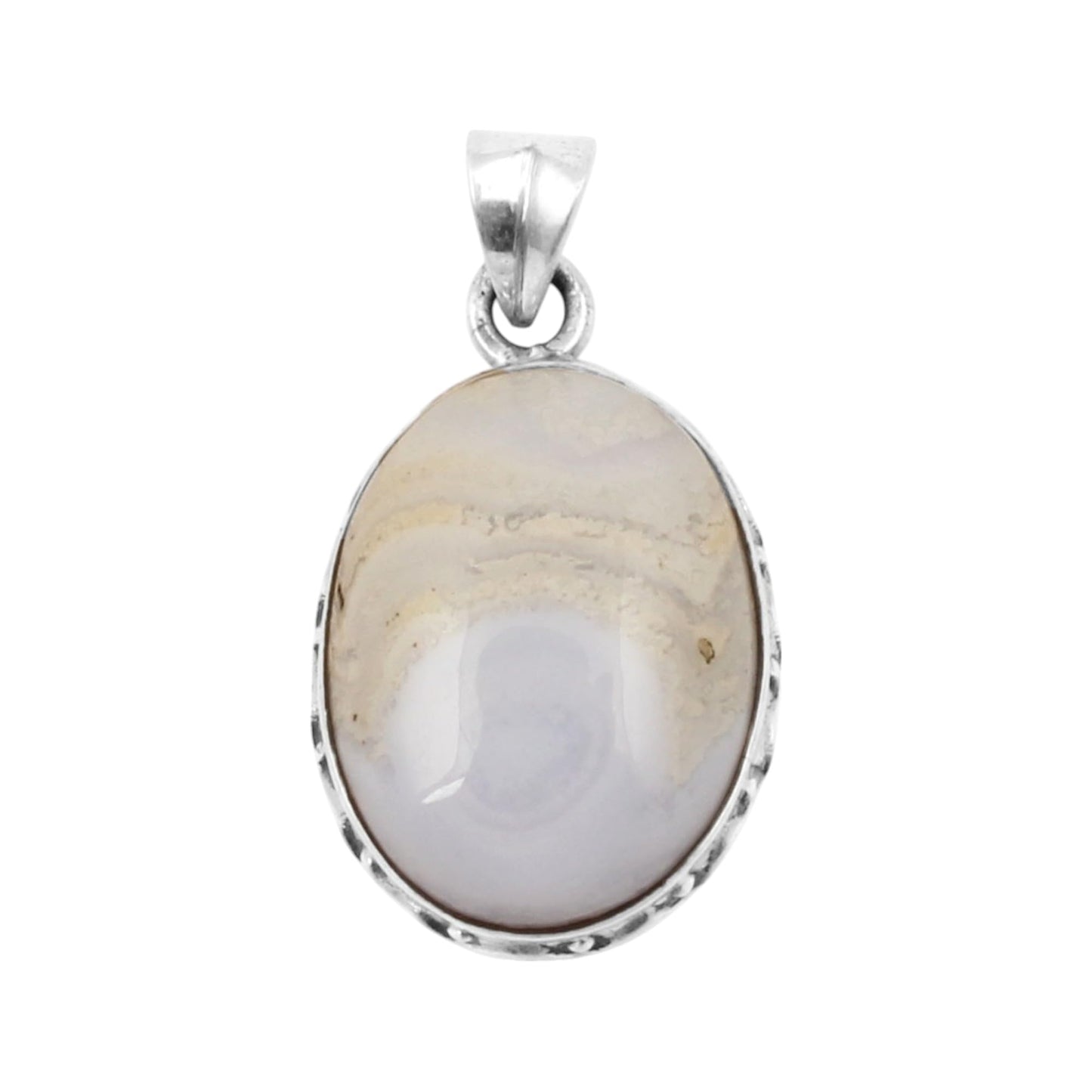 Bohemian Blue Lace Agate Pendant Handmade 925 Sterling Silver Natural Gemstone Pendant Statement Jewelry Gift For Her