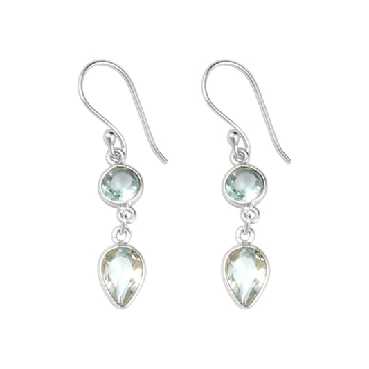 Blue Topaz Earrings in 925 Sterling Silver Handmade Dangle Natural Faceted Gemstone Jewelry Gift For Her