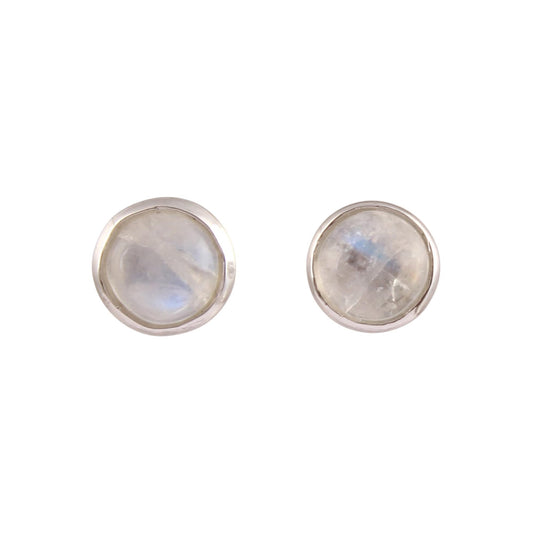Rainbow Moonstone 6mm Stud Earrings Handmade Tiny 925 Sterling Silver Earrings Round Shape Natural Gemstone Stud Jewelry