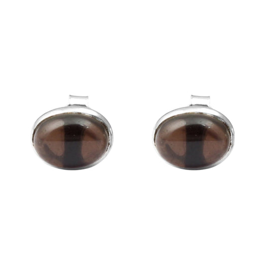 Smoky Quartz Stud Earrings Bezel Oval Stud Earrings Birthday Gift For Her Handmade Natural Gemstone Earrings