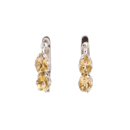 Natural Pear Citrine Earrings Handmade 925 Sterling Silver Designer Prong Setting Lightweight Earrings with Russian Lock