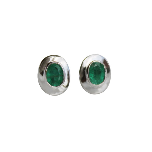Emerald Iridescent Cufflink Solid 925 Sterling Silver Natural Oval Emerald May Birthstone Minimalist Cufflinks Men's Gift