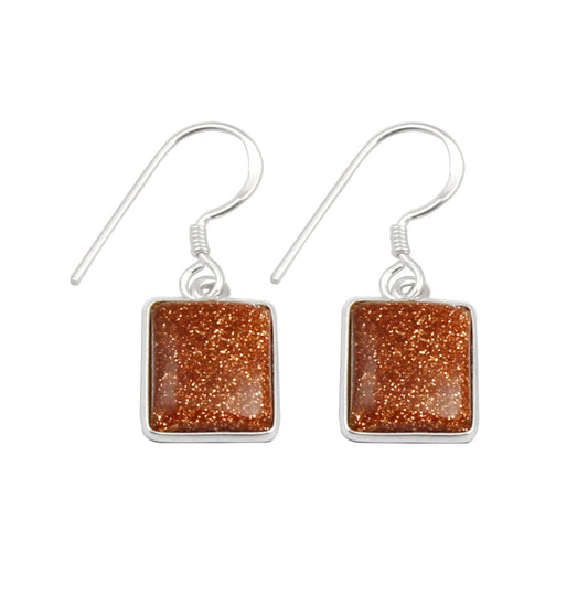 Golden Sunstone Earrings Bezel Set Statement Earrings 925 Sterling Silver French Hook Earrings