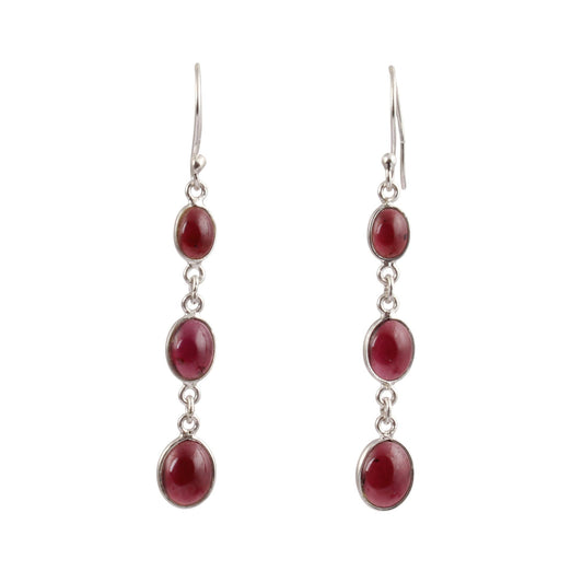 Oval Cut Garnet Earrings 925 Sterling Silver Dangle Earnings Red Gemstone Gift For Women