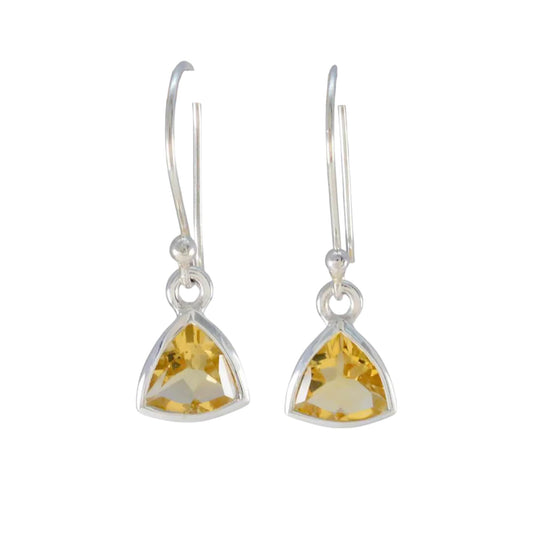 Natural Citrine Solitaire Dangle Earrings Handmade 925 Sterling Silver Earring