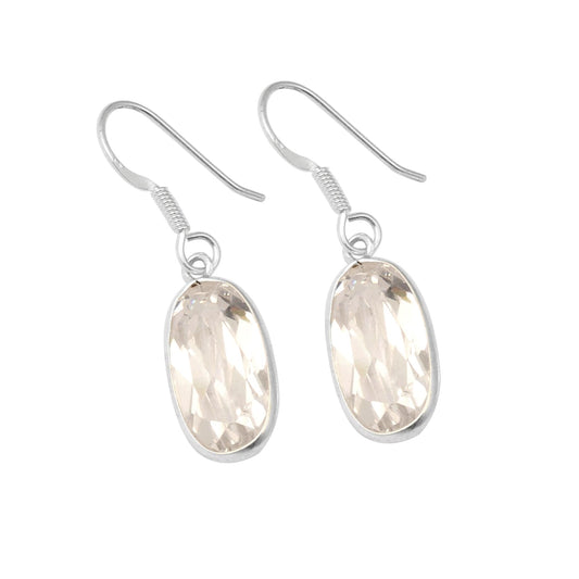 Dainty Cubic Zirconia Silver Dangle Earrings 925 Sterling Silver Earrings Wedding Anniversary Jewelry CZ Silver Earring