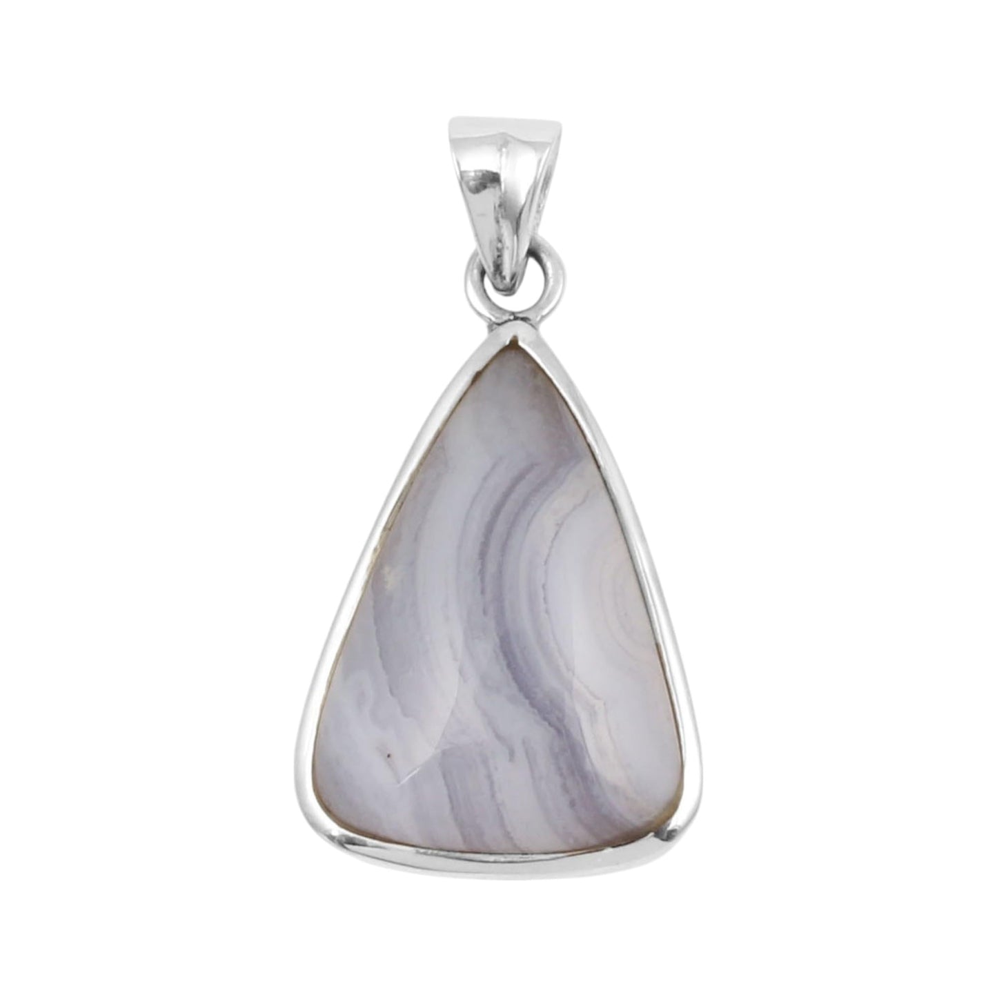 925 Sterling Silver Blue Lace Agate Natural Gemstone Pendant Handmade Jewelry Gift For Her