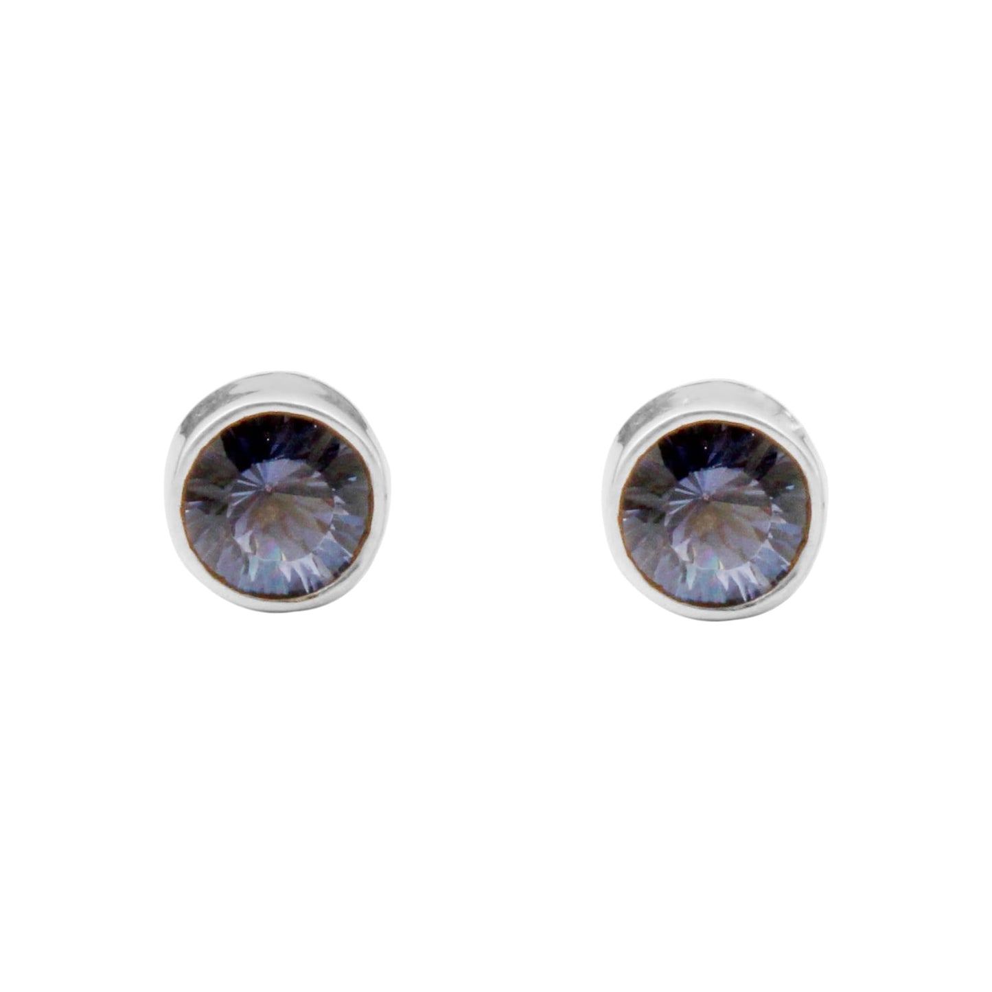 Mystic Topaz Stud Earrings Handmade 925 Sterling Silver Stud Earrings Gift for Her Round Mystic Studs