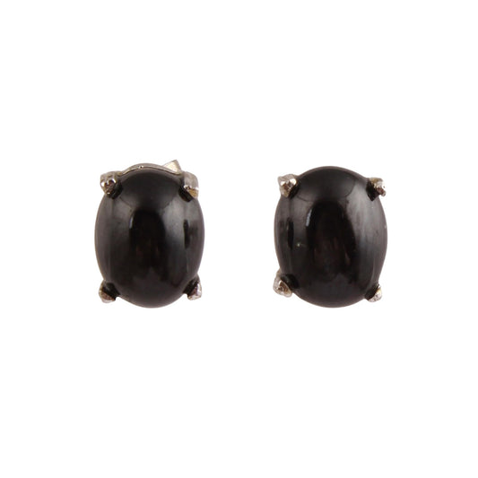 Black Rainbow Obsidian Charm Earrings Handmade 925 Sterling Silver Prong Setting Tiny Stud Earrings