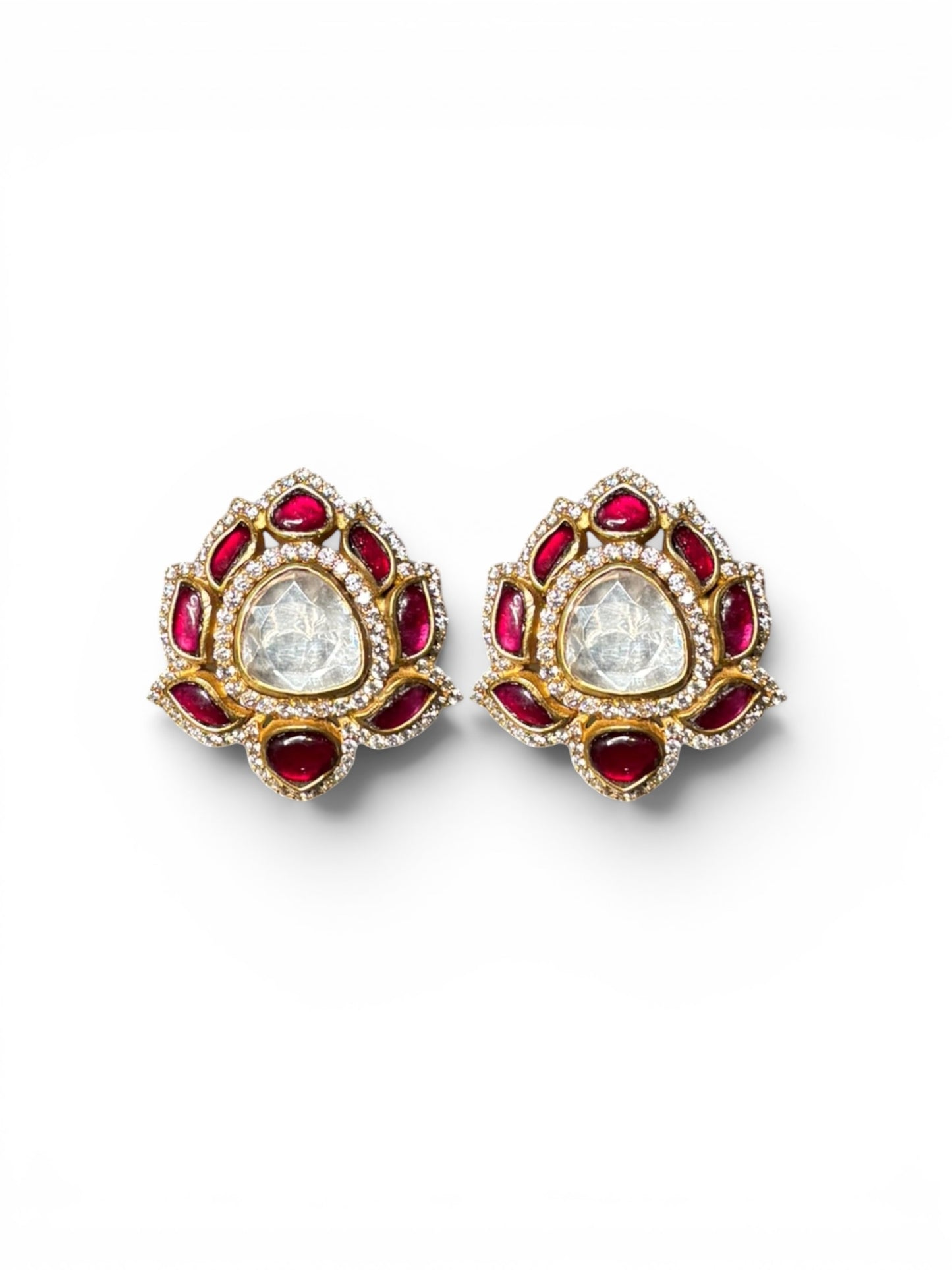 Silver traditional earring with ruby