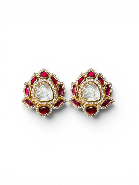 Silver traditional earring with ruby