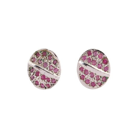 Ruby Stud Earrings 925 Sterling Silver Oval Cut Gemstone Studs Handmade Jewelry Gift for Her