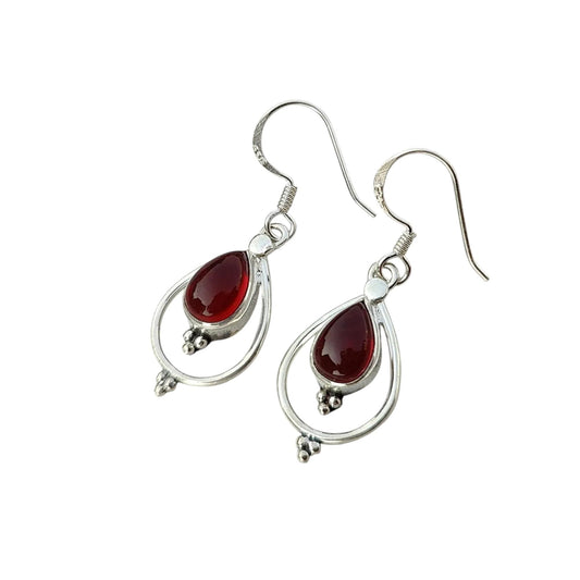 Dainty Pear Cut Garnet Earrings 925 Sterling Silver Earring Red Gemstone Earrings Gift For Women