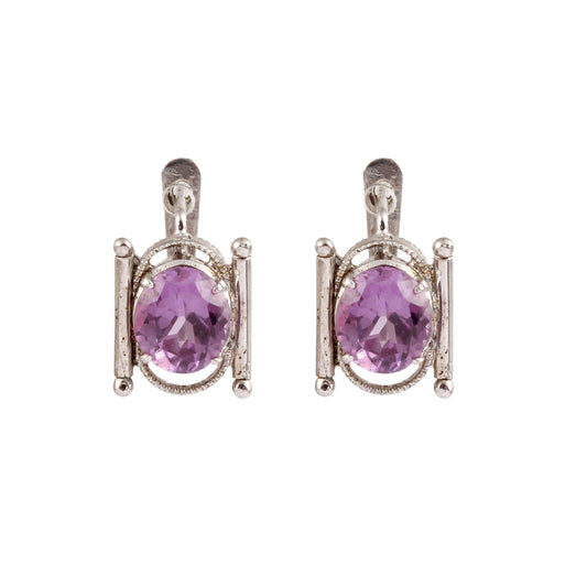 Designer Faceted Alexandrite Earrings Handmade 925 Sterling Silver Prong Setting Russian Lock Earrings