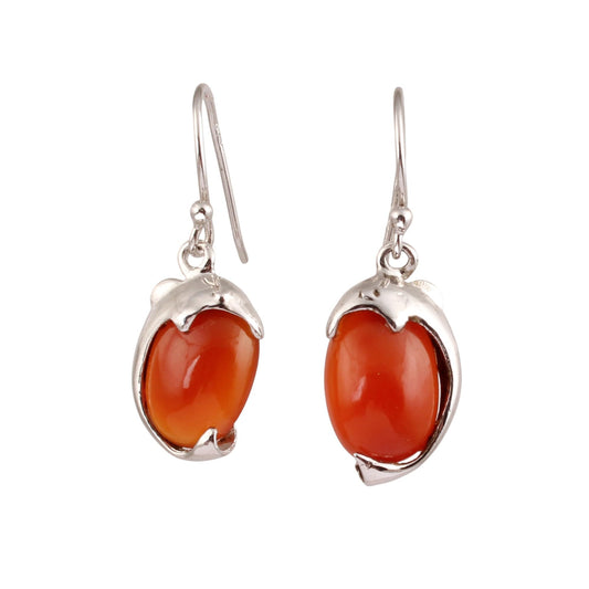 Natural Carnelian Earrings Designer 925 Sterling Silver French Ear Wire Jewelry Birthday Gift For Her