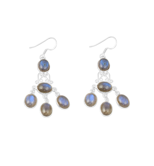 Labradorite 925 Sterling Silver Earrings Handmade 925 Sterling Silver Dangle Natural Multi Gemstone Chandelier Earrings
