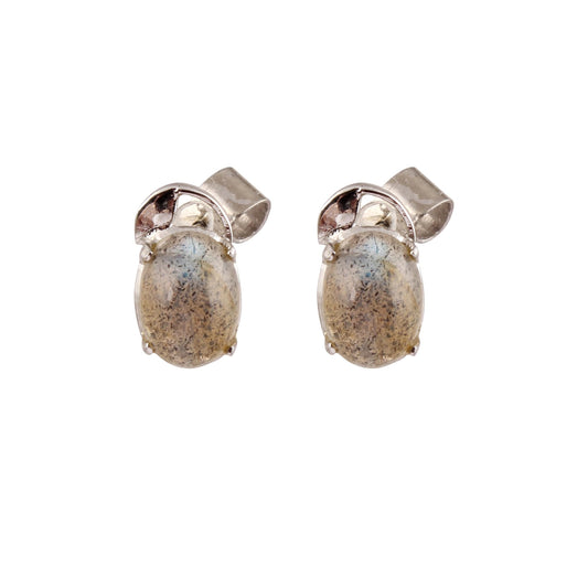 Natural Labradorite Stud Earrings Handmade 925 Sterling Silver Oval Shape Natural Gemstone Earrings Jewelry Gift For Her