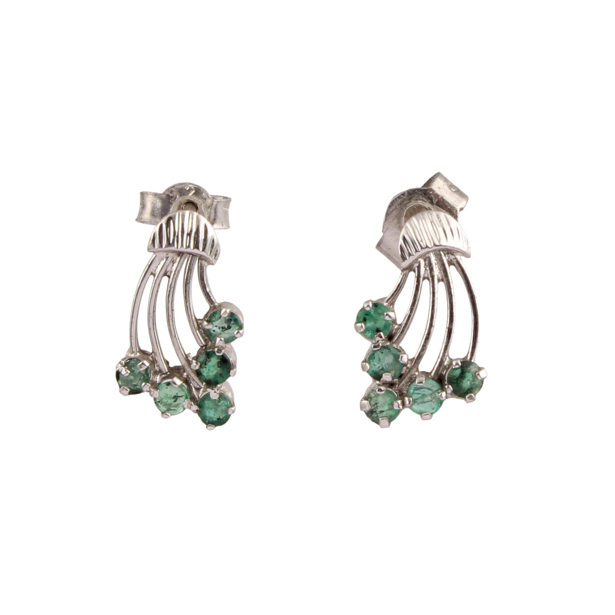 Zambian Emerald Vintage Style Stud Earrings 925 Sterling Silver Round Cut Handmade Prong Setting Tiny Stud Earrings