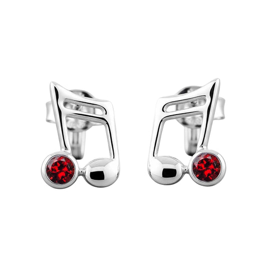 Music Note Gemstone Earrings Handcrafted 925 Sterling Silver Music Charm Stud Earrings (1, Sterling Silver, Garnet)