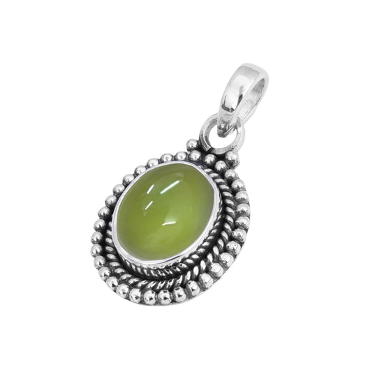 Green Chalcedony Pendant 925 Sterling Silver Handmade Oval Gemstone Pendant for Women Designer Healing Jewellery Christmas Gift for Her, Wife, Mum, Sister