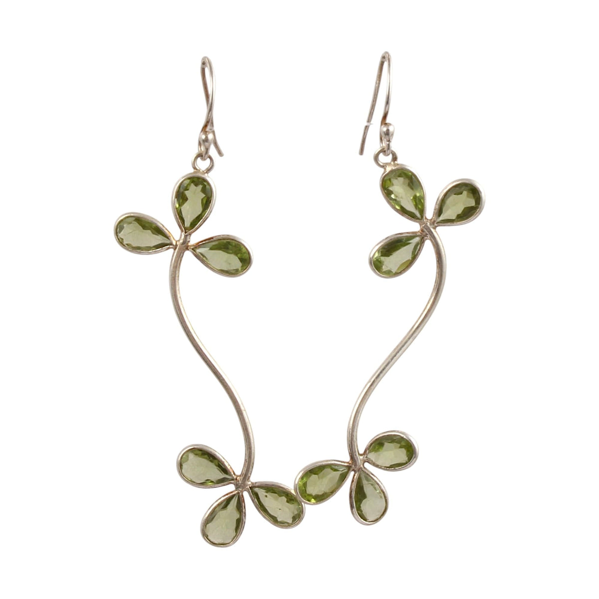 Designer Pear Shape Peridot Earrings 925 Sterling Silver Handmade Faceted Gemstone Dangle Earring