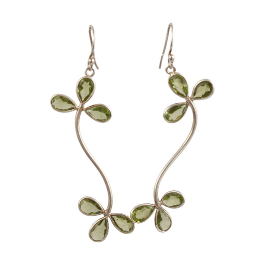 Designer Pear Shape Peridot Earrings 925 Sterling Silver Handmade Faceted Gemstone Dangle Earring