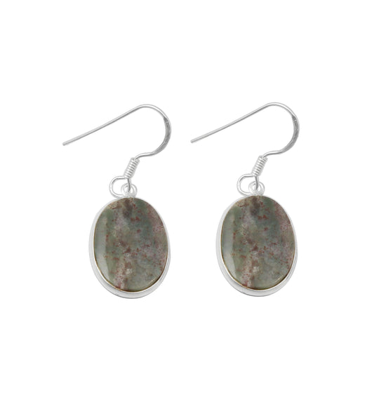 Bloodstone March Birthstone Earrings Natural Bloodstone Oval Earrings 925 Solid Silver Dangle Gemstone Earring Women Gift Jewelry