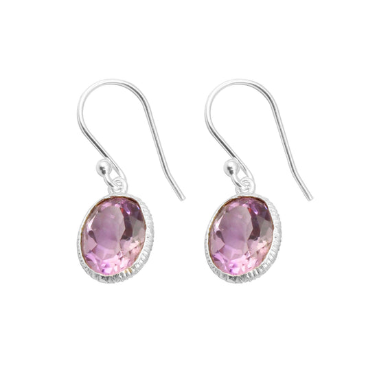 Amethyst 925 Sterling Silver Designer Bezel Set Earrings Handmade Dangle Faceted Gemstone Earring