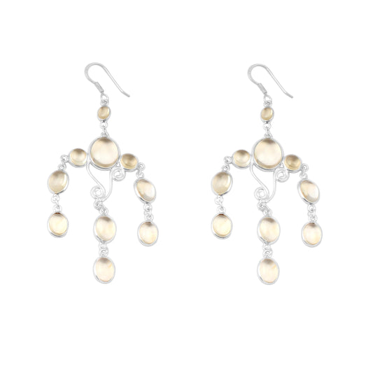 Chandelier Yellow Citrine Earring Handmade 925 Sterling Silver Dangle Natural Multi Gemstone Earrings