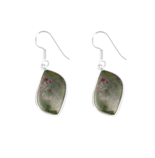 Bloodstone Earrings 925 Sterling Silver Handmade Natural Gemstone Earrings Healing Crystal Jewelry