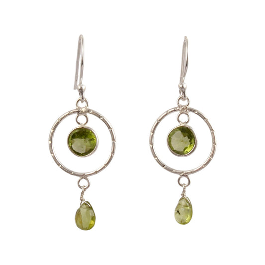 Natural Round Peridot Earring 925 Sterling Silver Handmade Bezel Set August Birthstone Jewelry