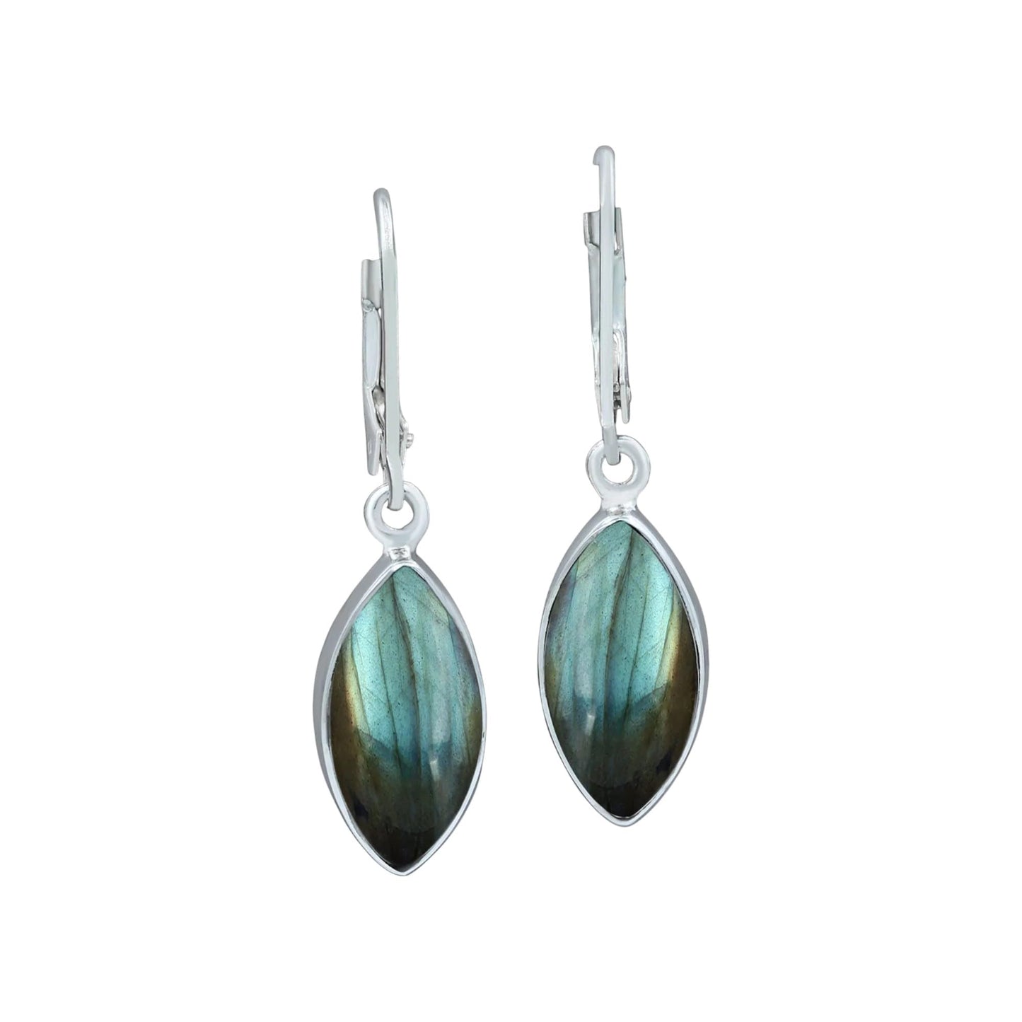 Handmade Marquise Labradorite Earrings 925 Sterling Silver Dangle Lever Back Earrings Natural Gemstone Jewelry