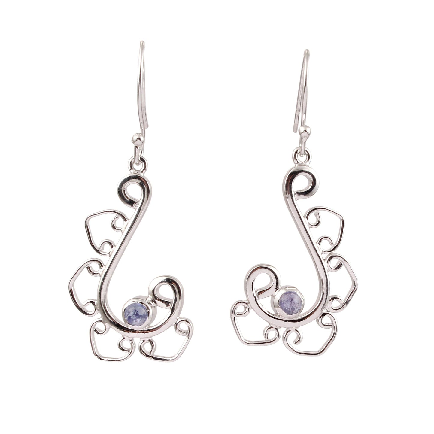 Designer Iolite Earrings Handmade 925 Sterling Silver Natural Iolite Dangle Traditional Earrings Jewelry