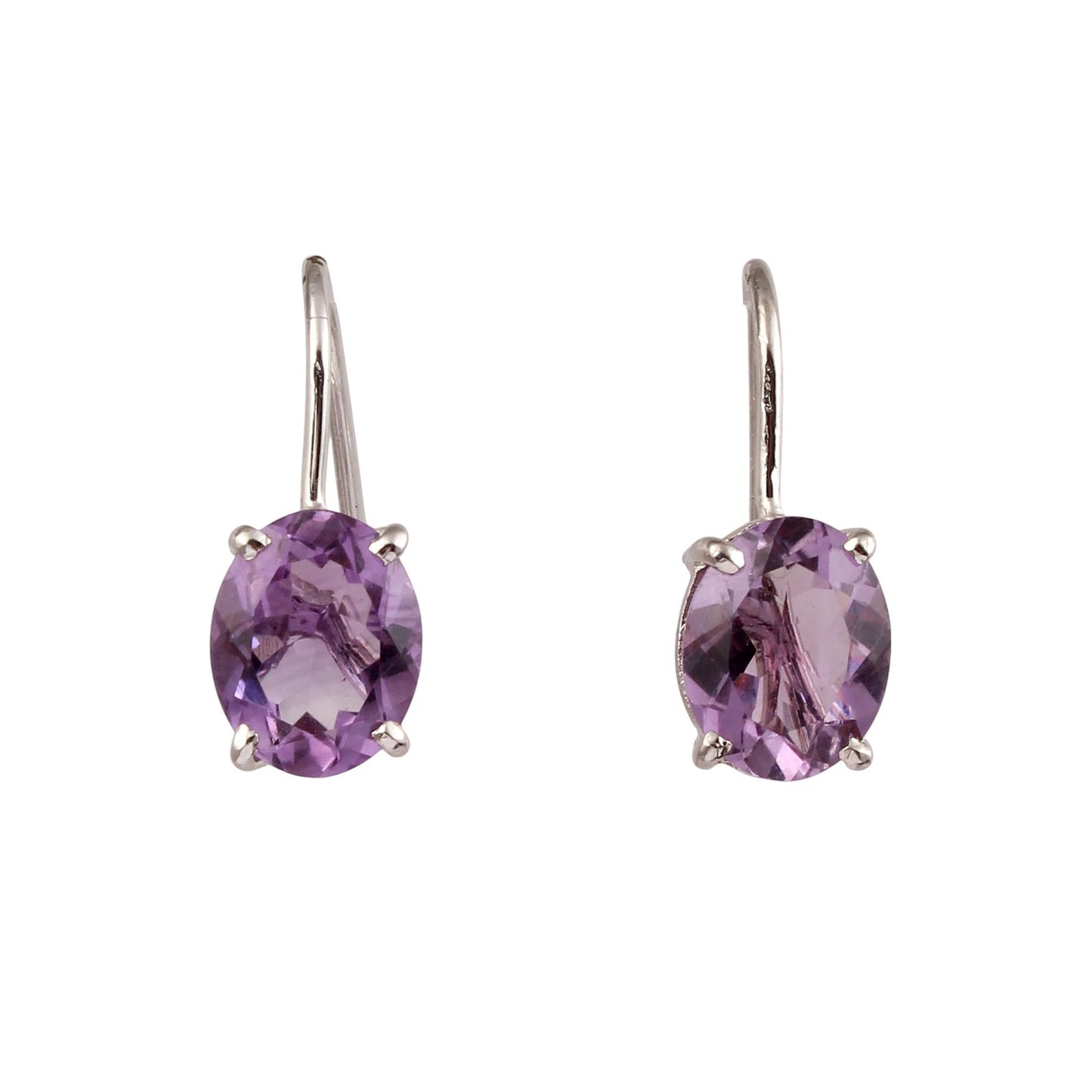 Natural Faceted Amethyst Earrings Handmade 925 Sterling Silver Prong Setting Dangle Earrings Jewelry
