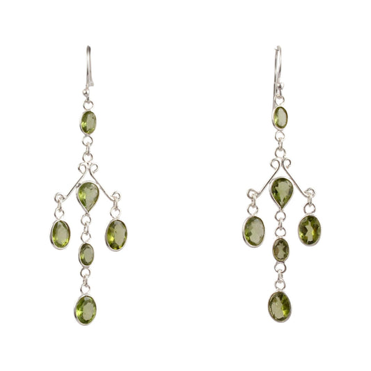 Long Danglers Peridot Earring Handmade 925 Sterling Silver Jewelry August Birthstone Earrings
