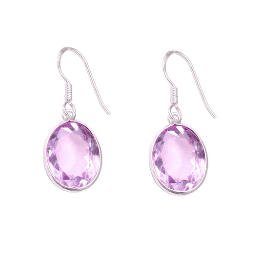 Purple Amethyst Dangle Gemstone Earrings Handmade Bezel Set 925 Sterling Silver Faceted Stone Jewelry