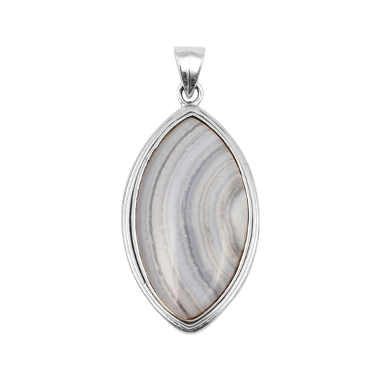 Marquise Shape Blue Lace Agate Pendant Handmade 925 Sterling Silver Natural Loose Gemstone Jewelry