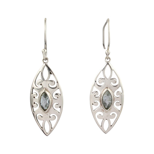 Artisan Blue Topaz Earrings Handmade Traditional 925 Sterling Silver Natural Faceted Gemstone Jewelry