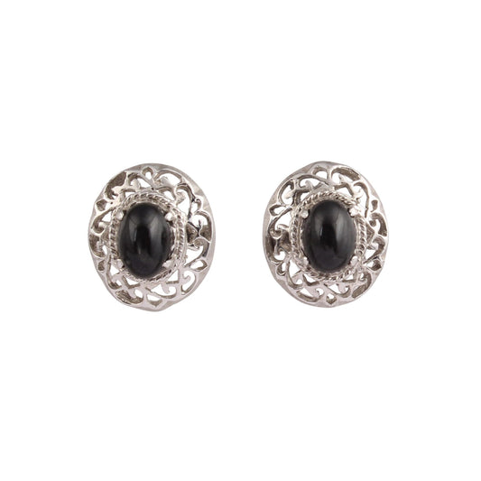 Black Star Earrings Handmade Unique Artisan 925 Sterling Silver Prong Setting Stud Earrings Designer Jewelry