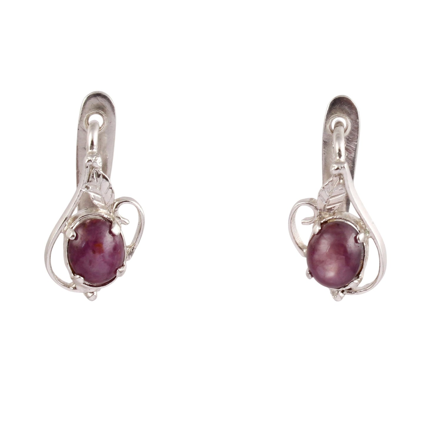Minimalist Star Ruby Earrings Handmade Prong Setting Designer 925 Sterling Silver Earrings with Russian Lock