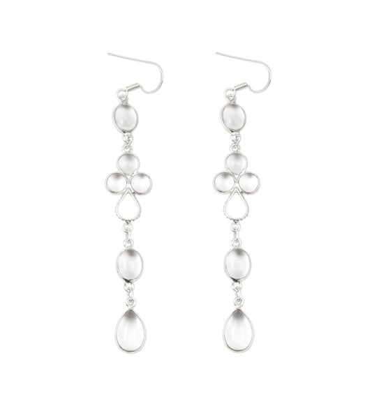 Crystal Quartz Earrings Handmade 925 Sterling Silver Long Dangle Ethnic Wear Earrings Jewelry