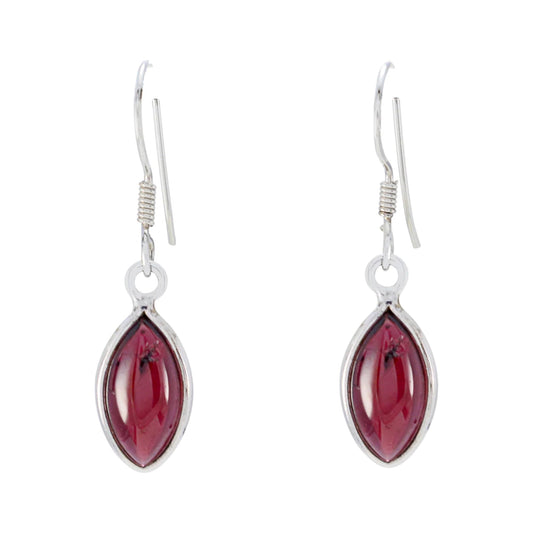 Marquise Garnet Cabochon Dangle Earring Handmade 925 Sterling Silver Earrings
