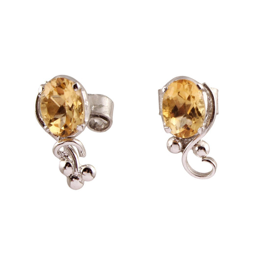 Tiny Citrine Stud Earrings 925 Sterling Silver November Birthstone Jewelry Prong Setting Handmade Jewelry